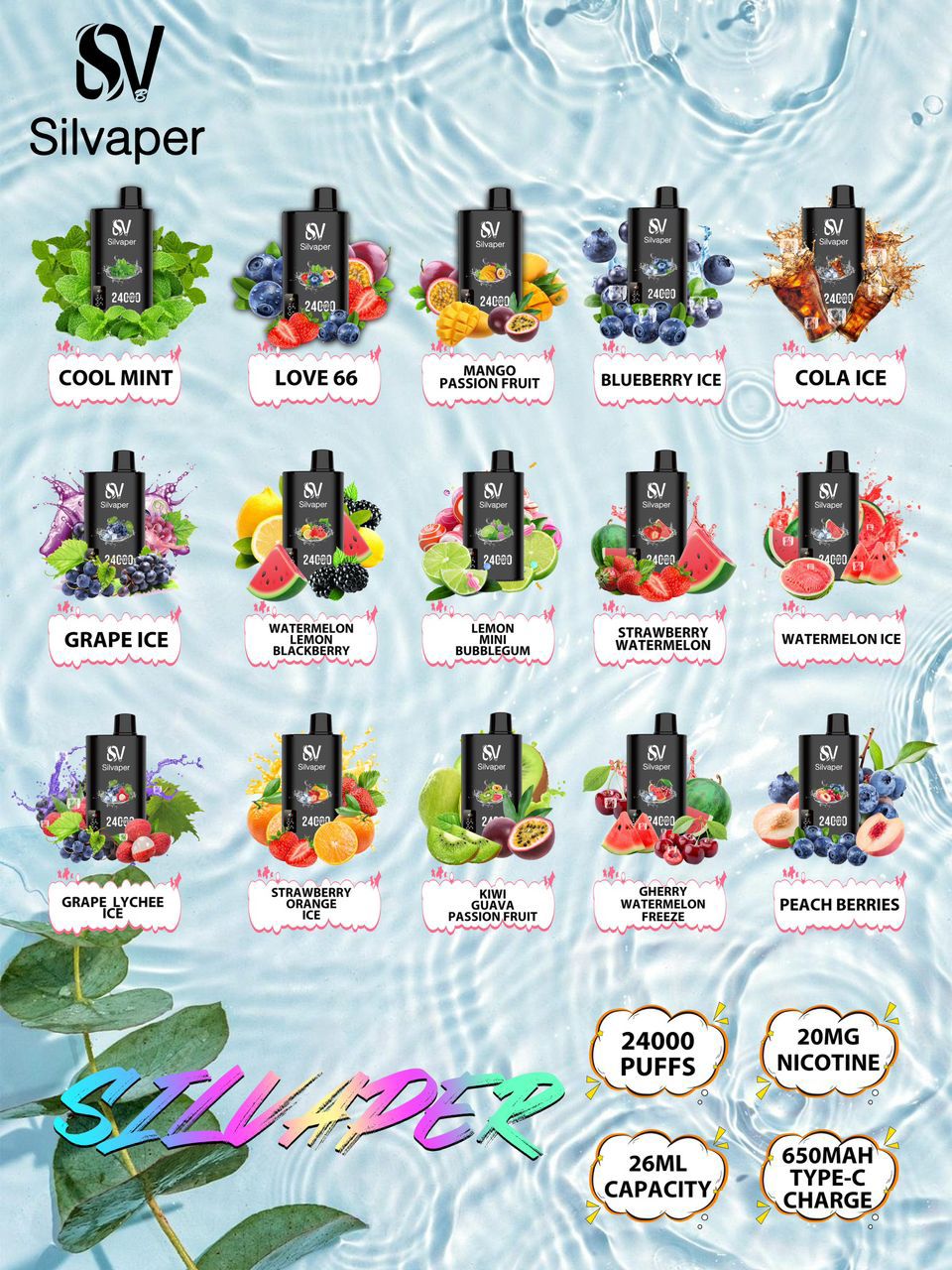 SILVAPER 24000 Puffs 20mg Disposable Vape in Dubai