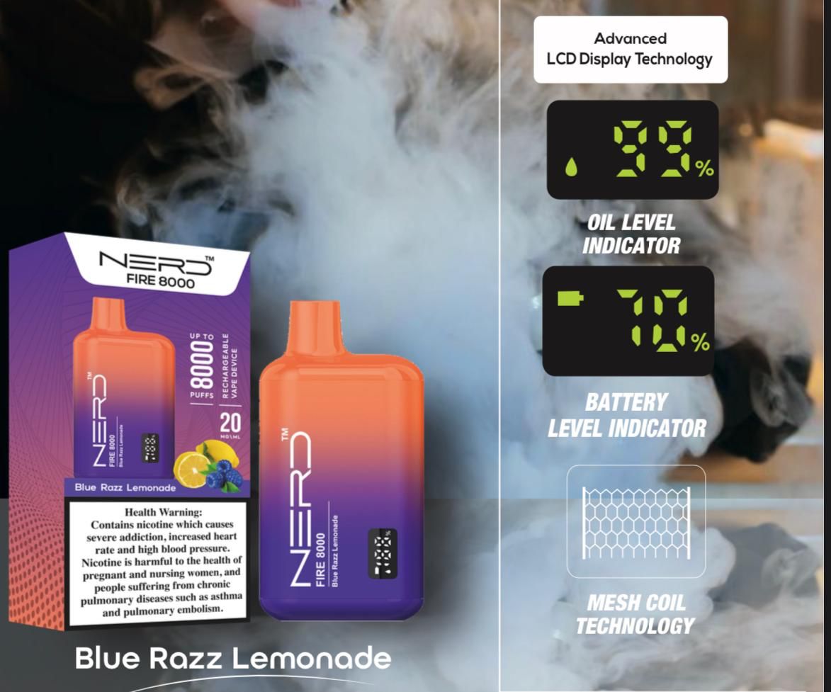 Nerd Fire 8000 Puffs Disposable Vape 2% Nicotine