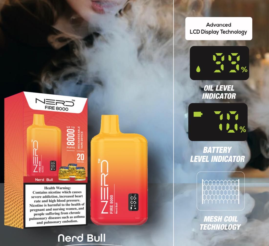 Nerd Fire 8000 Puffs Disposable Vape 2% Nicotine