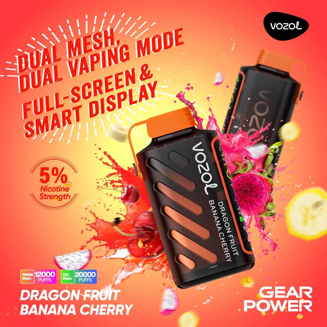 VOZOL Gear Power 20000 Puffs Disposable Vape In UAE Dubai