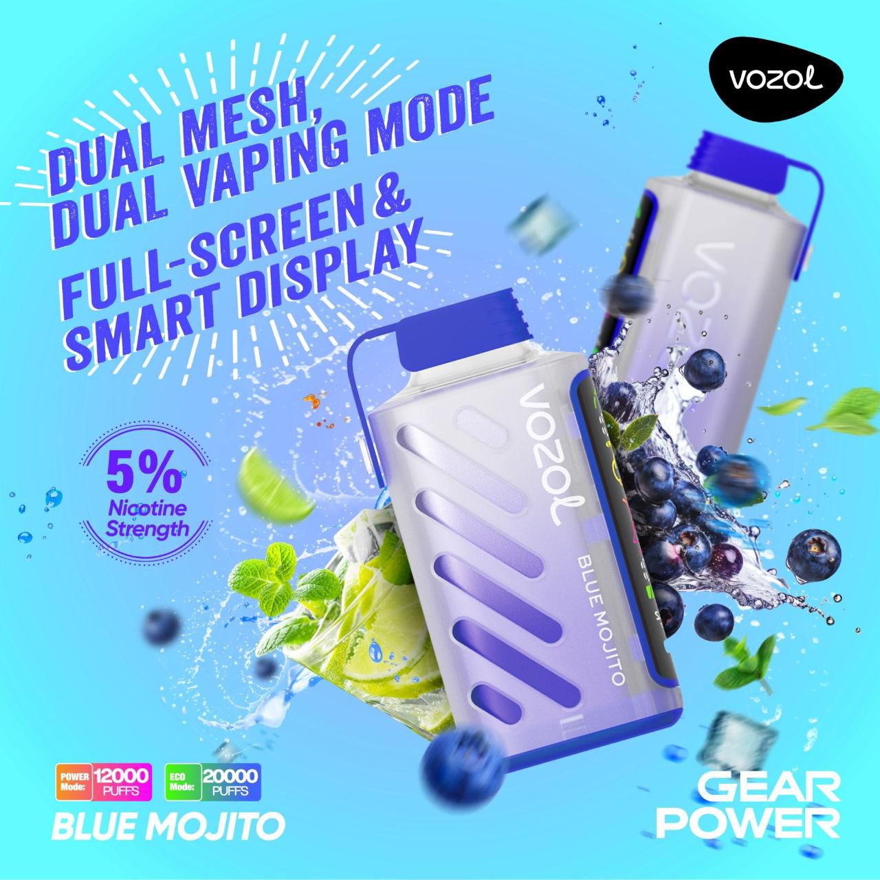 VOZOL Gear Power 20000 Puffs Disposable Vape In UAE Dubai